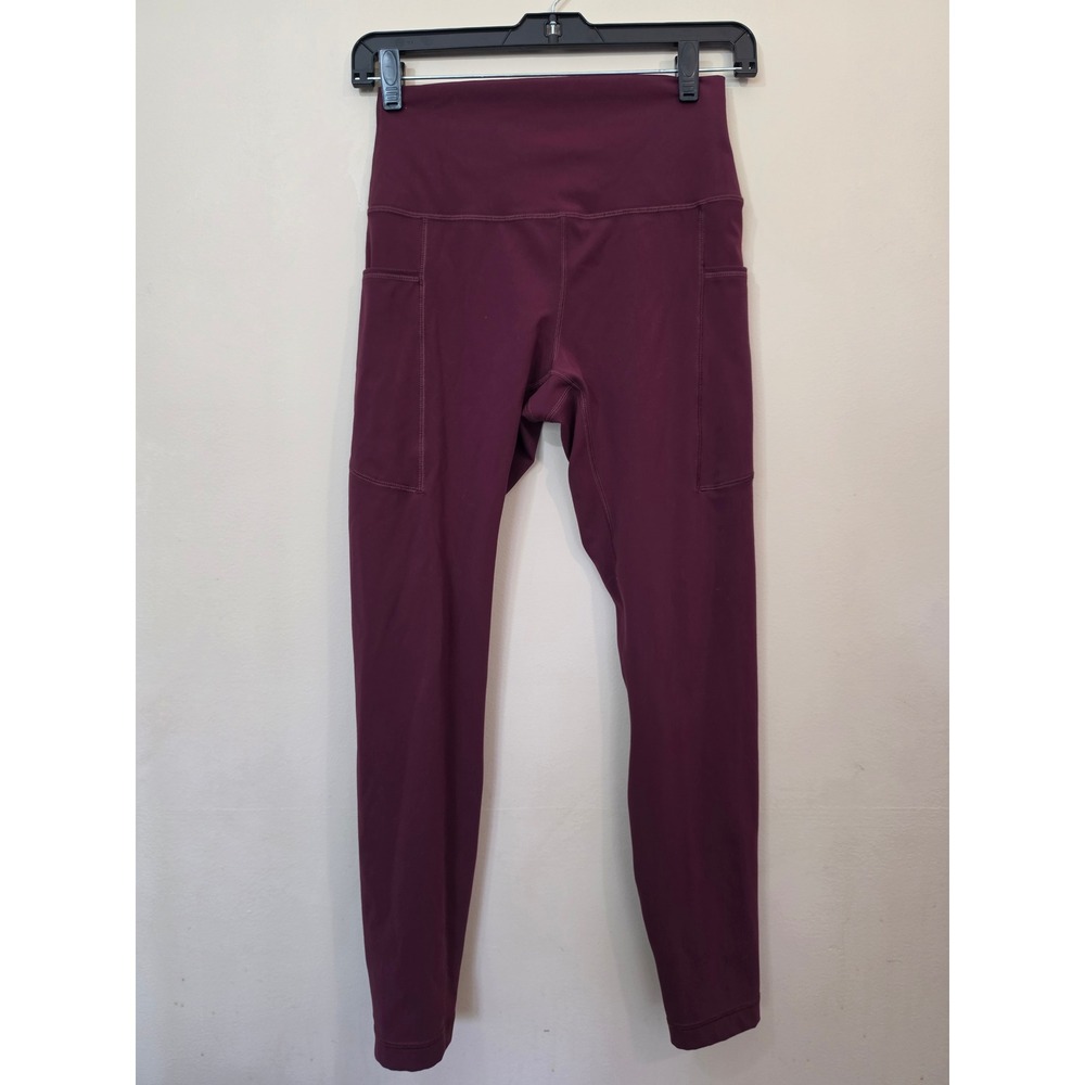 HeyNuts Essential Leggings‎ High Waisted V-Stitch Maroon Burgundy Size Small